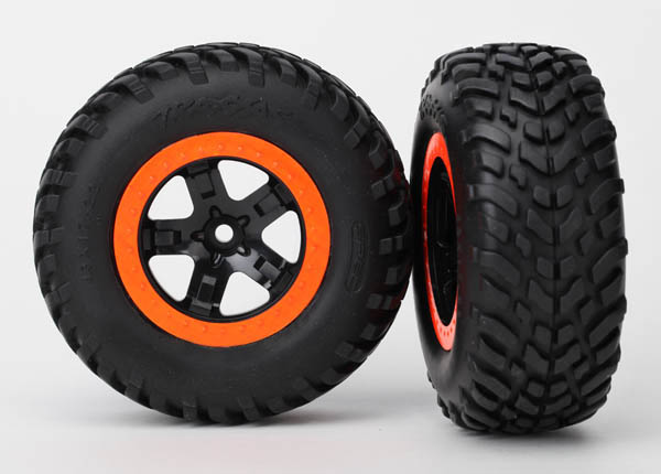 SCT Black & Orange Wheels & Off-Road Tires (2)