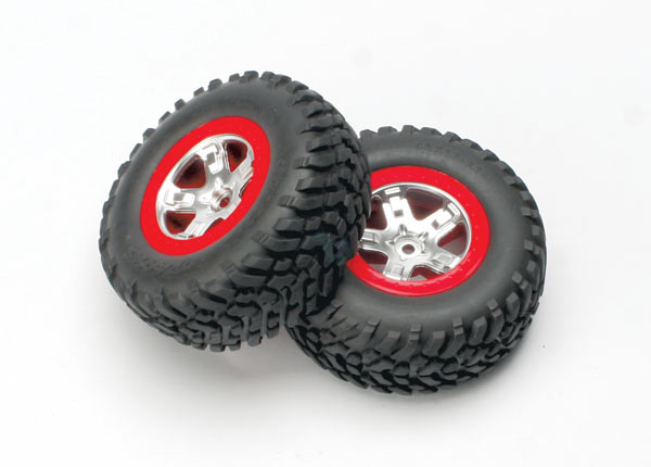 SCT Satin Chrome & Red Wheels & Off-Road Tires (2)