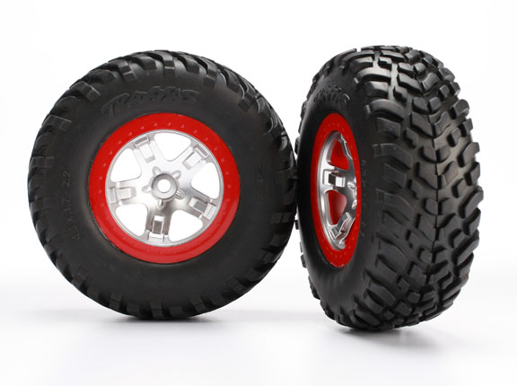 SCT Satin Chrome & Red Wheels & S1 Compound Tires (2)