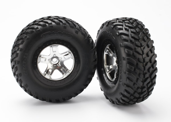 SCT Satin Chrome & Black Wheels & Off-Road Tires (2)