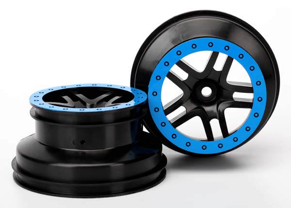 Split-Spoke Black & Blue Wheels (2)