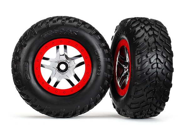 Split-Spoke Chrome & Red Wheels & Off-Road Tires (2)