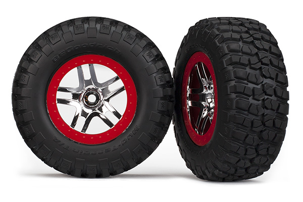 SCT Chrome and Red Wheels w/ BFG S1 Tires (2)