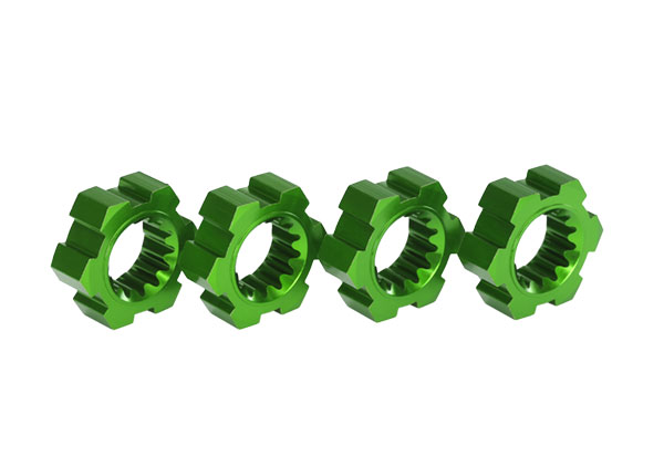 24 mm Green Aluminum Splined Hex Wheel Hubs (4)
