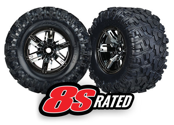 X-Maxx Black Chrome Wheels w/ Maxx AT Tires (2)