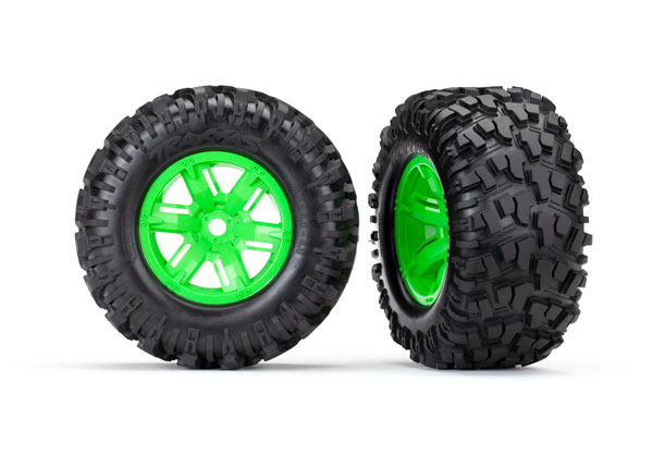 X-Maxx Green Wheels w/ Maxx AT Tires (2)