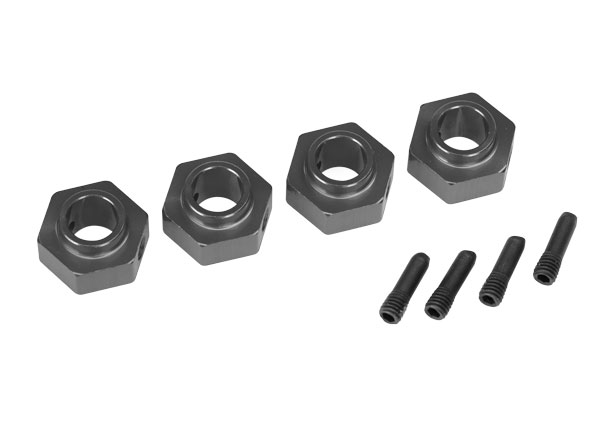 Gray Aluminum 12 mm Wheel Hubs (4) & Screw Pins