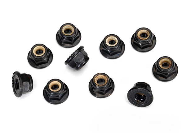 Black 4 mm Flanged Nylon Locking Nuts (10) Black 4 mm Flanged Nylon Locking Nuts (10)