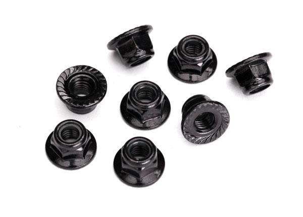 5 mm Black Flanged Serrated Steel Lock Nuts (10)
