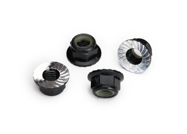 5 mm Black Aluminum Serrated Lock Nuts (4)