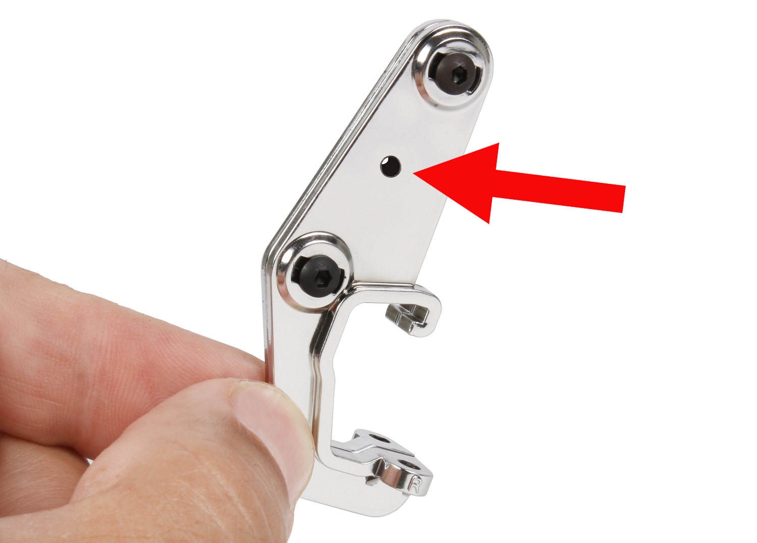Screw the plates together and drill one hole