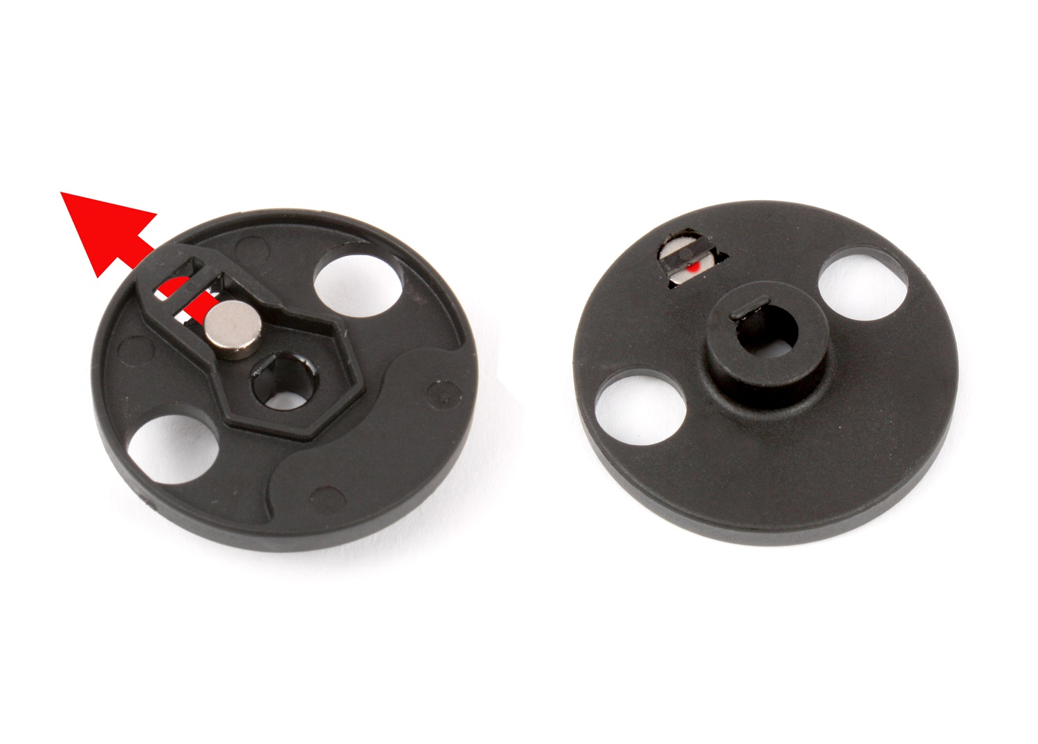 The red dot faces the motor