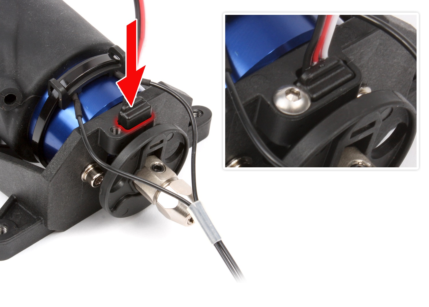 Insert the RPM sensor into the motor mount