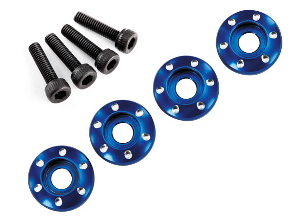 Blue aluminum wheel washers