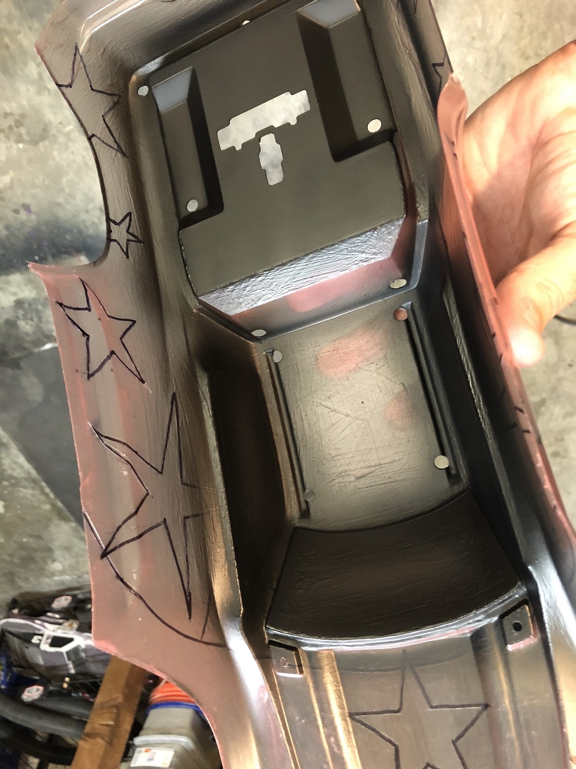 Applying the first layer: black paint