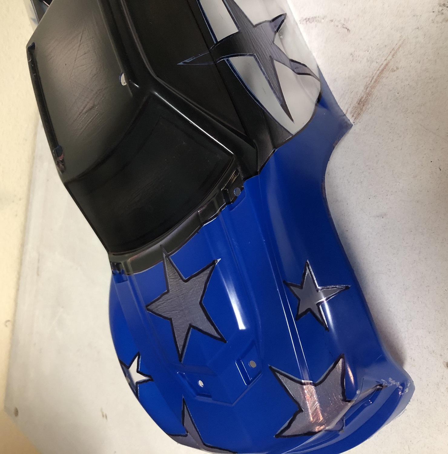 Blue paint layer applied