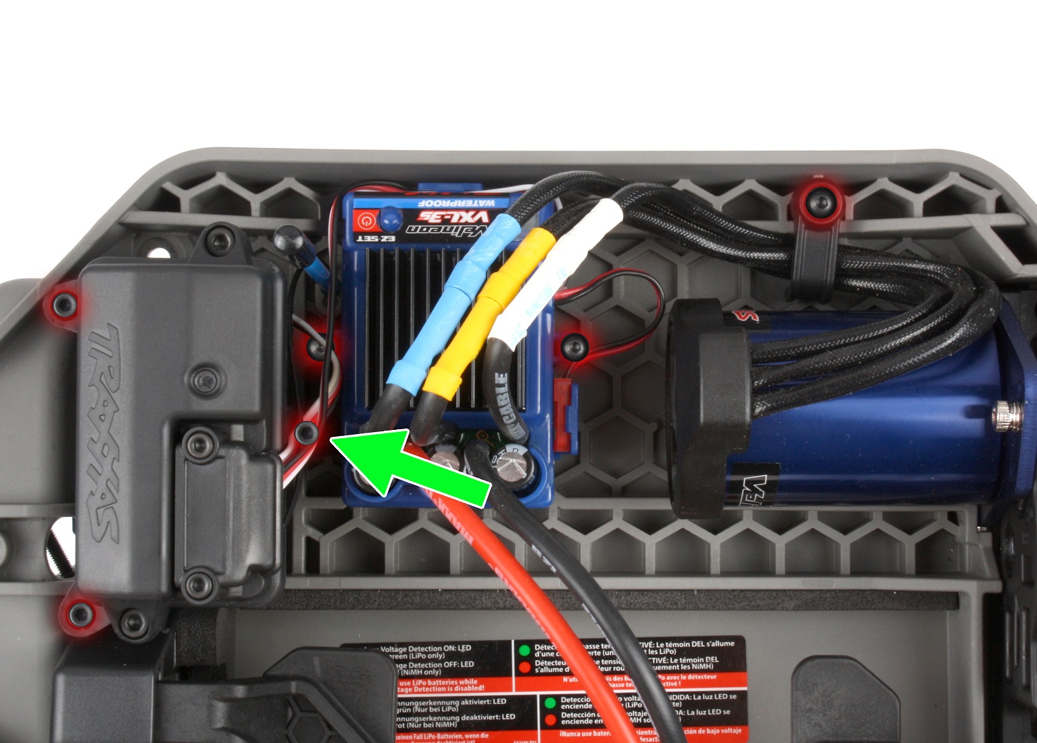 Remove ESC and receiver screws