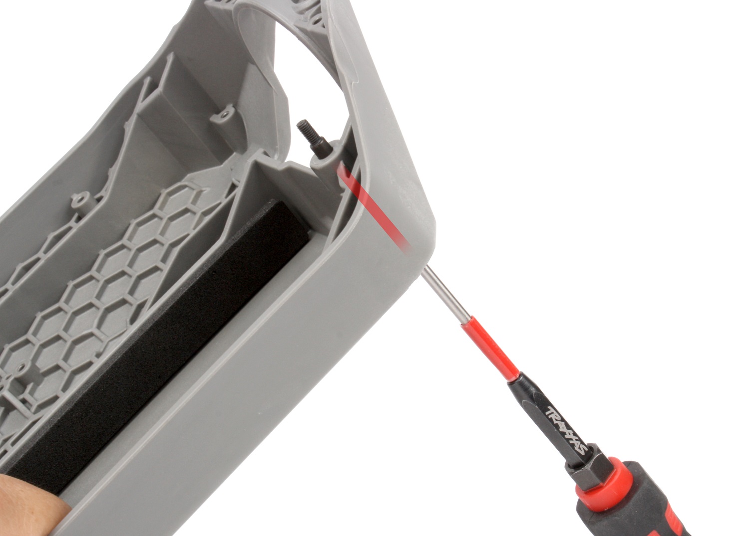 Insert the pivot post through the chassis