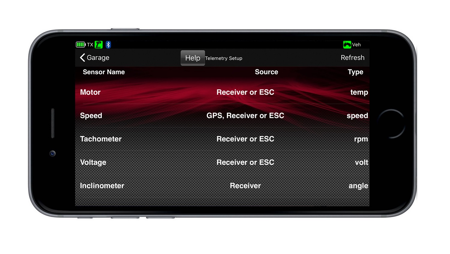 Tap Refresh for the app to recognize the sensors