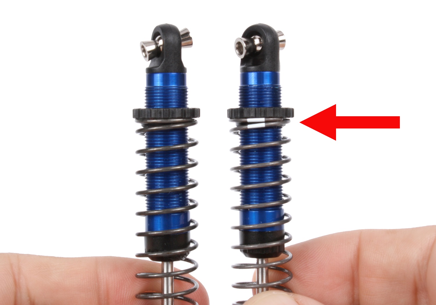White banded springs mount in the rear