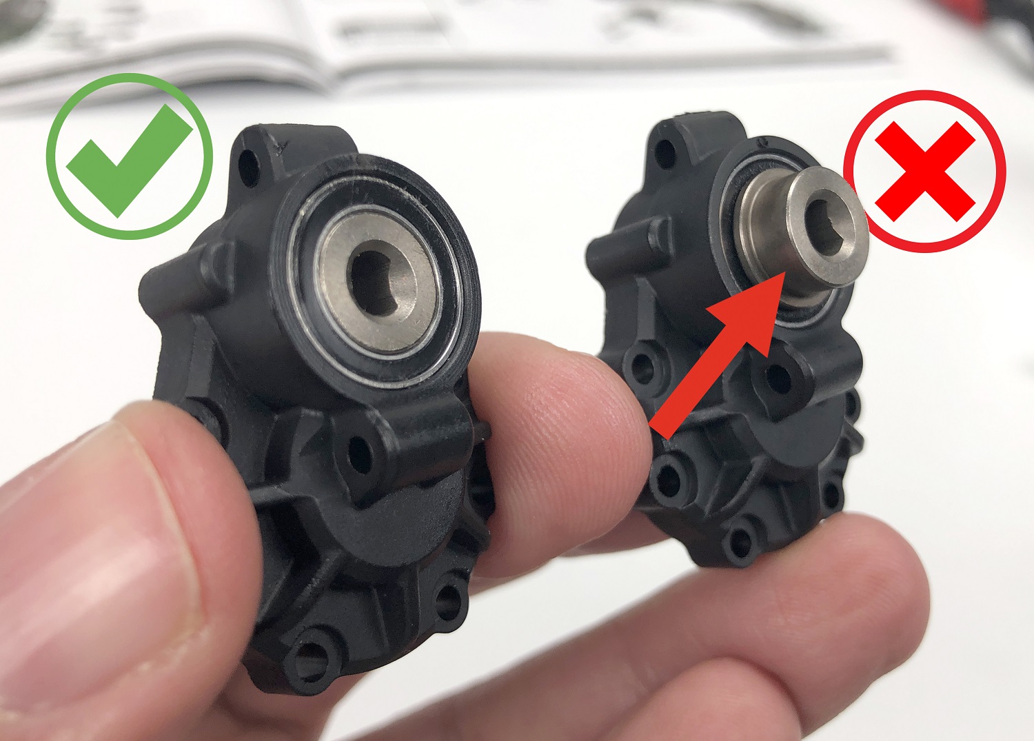 Make sure the input gear is flush
