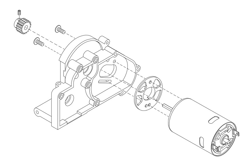 The adapter fits between the motor and transmission plate