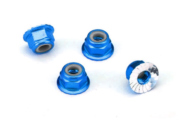 Serrated blue aluminum nuts