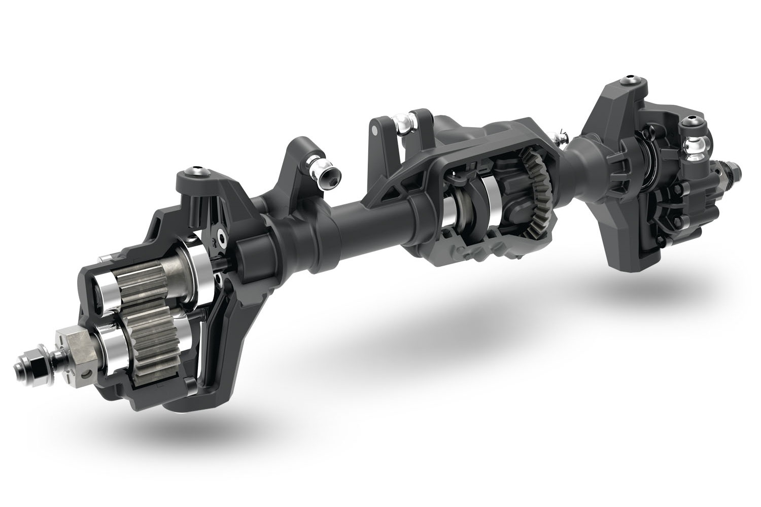 Portal gear reduction helps eliminate chassis twist