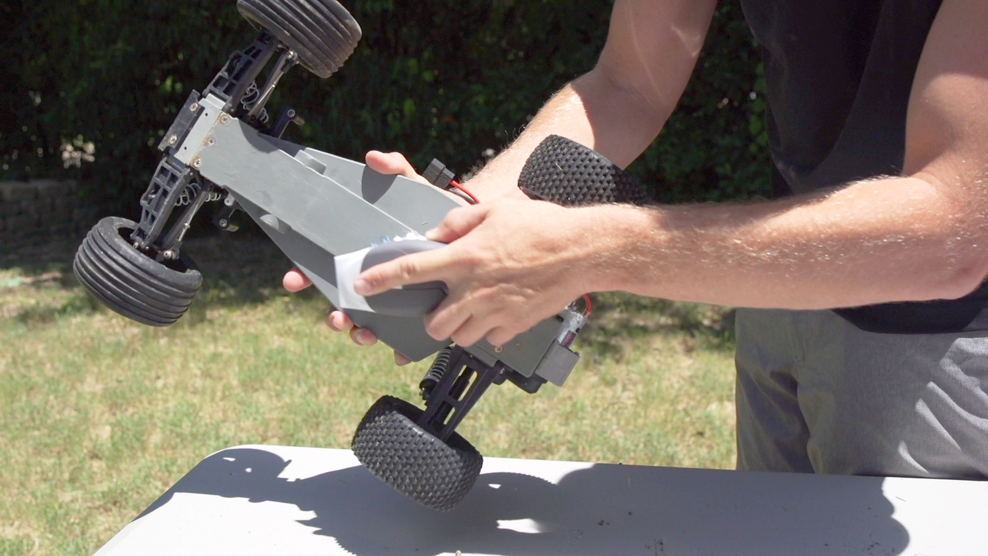 Use air compressor and brush