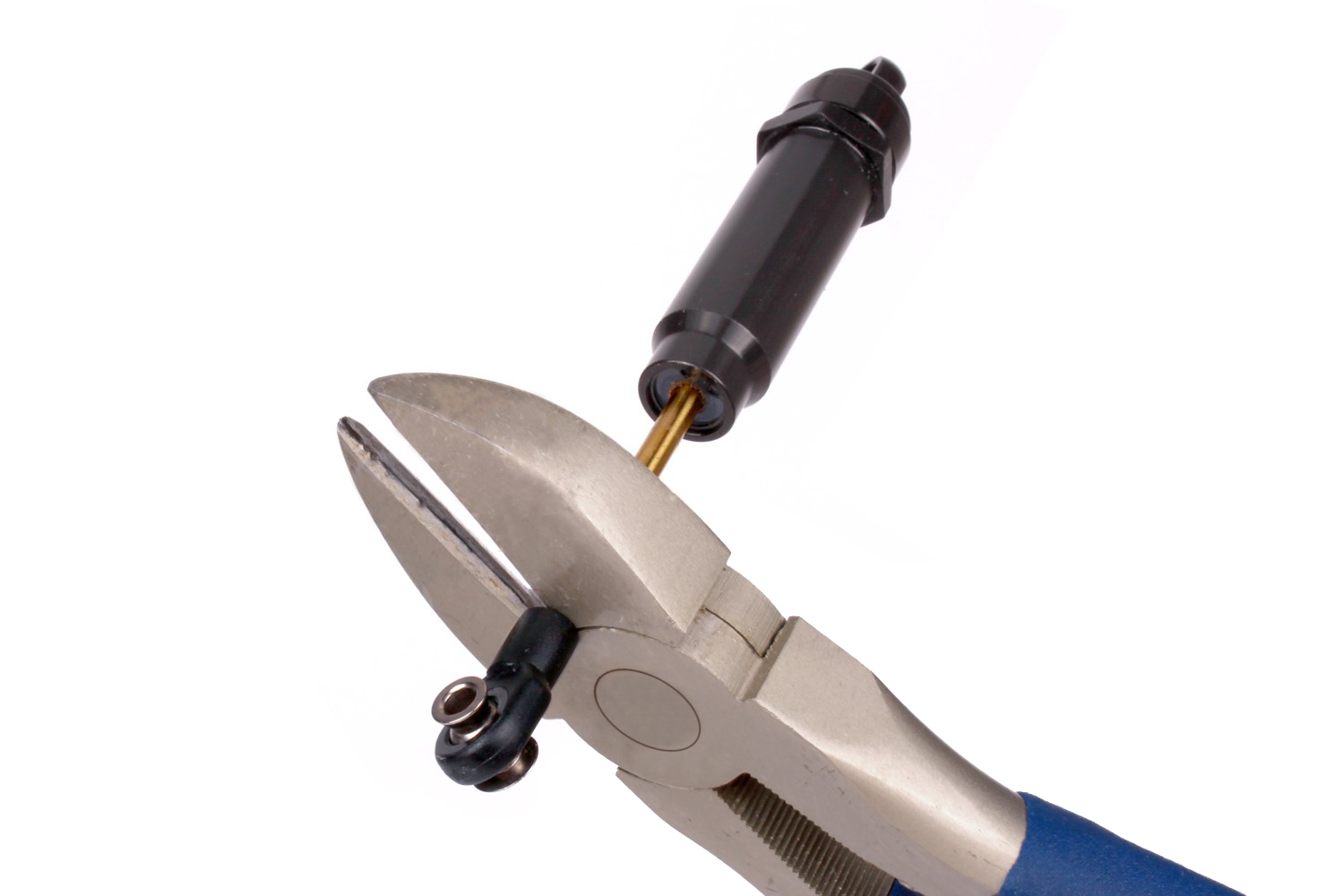Use the side-cutters to grip the shaft just above the rod end.