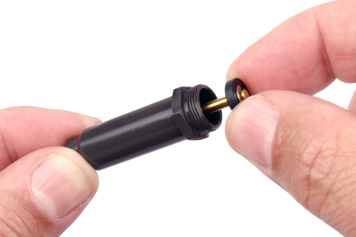 After removing the rod end, push the shaft all the way into the body and grab the piston to remove the shaft. 