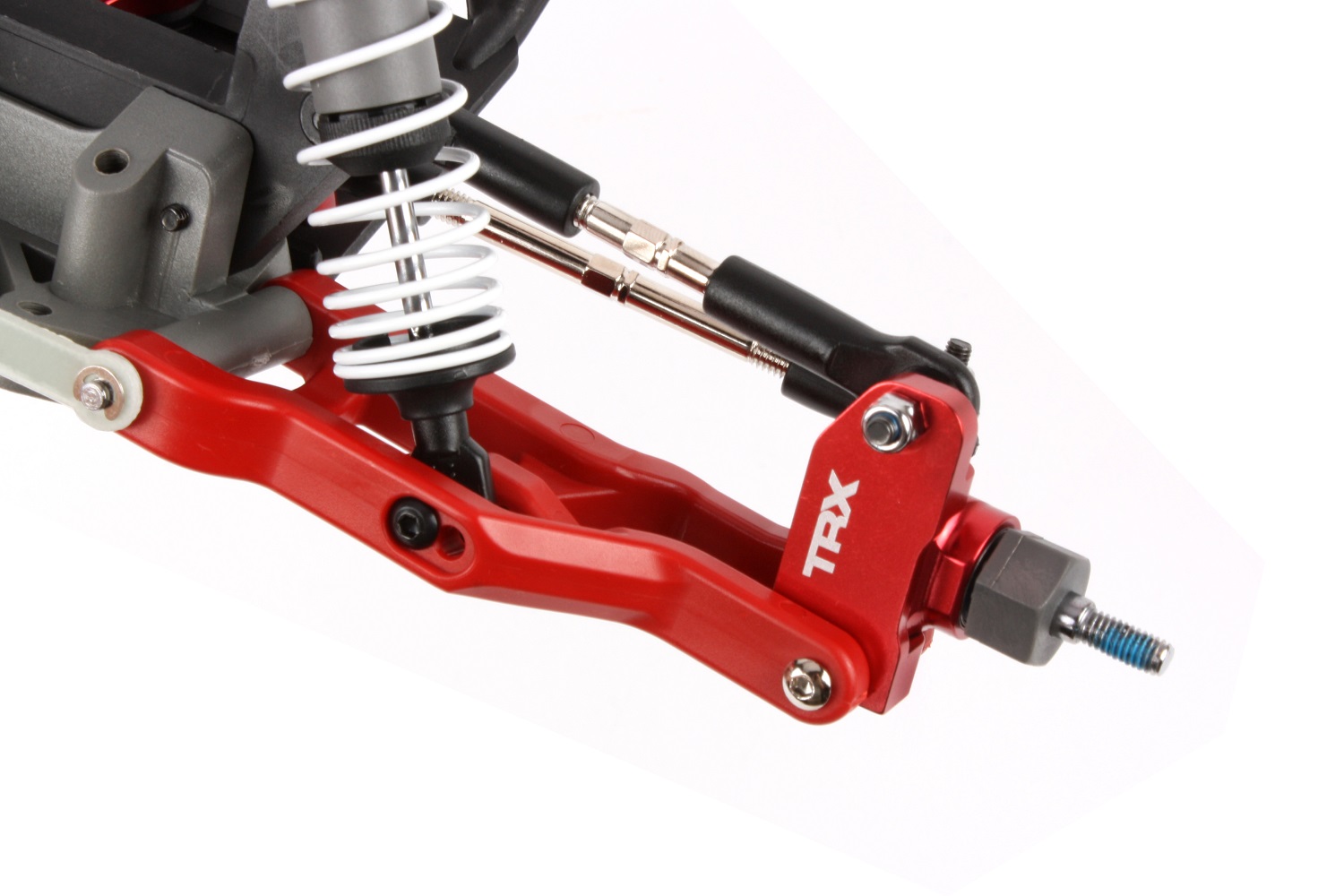 Red HD arms and aluminum suspension accessories