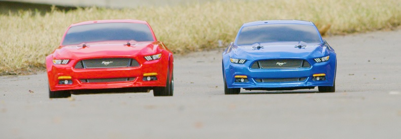 Red and Blue Mustang